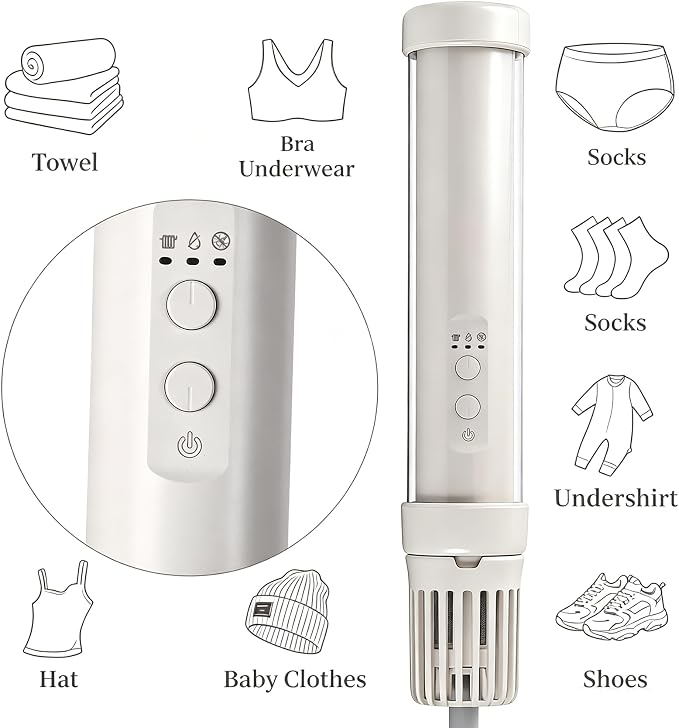 Golden Moon Mini High Speed Portable Clothes Dryer, Fast Warm Air Travel Clothes Dryer, Compact Portable Laundry Dryer Quick Drying Device for Travel Camping Apartment RV Dorm