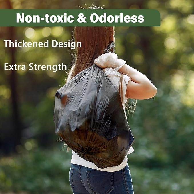 Jaoul Trash Bags 8 Gallon, Strong Tear & Leak Resistant Medium Garbage Bags, 0.97 Mil Extra Strong Trash Bags for 30 Liter Trash Can, Suitable for Kitchen, Bathroom, Restroom, Car, Black, 100 Counts