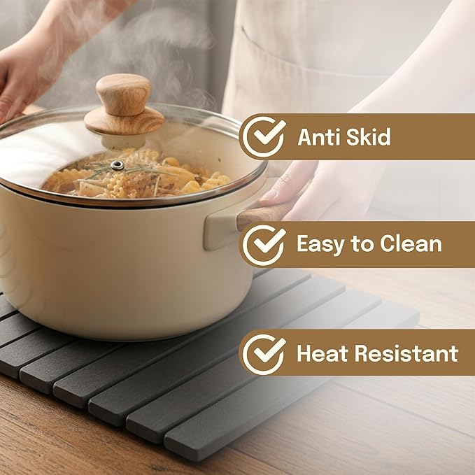 Stone Drying Mat for Kitchen Counter, 24"x16" Foldable Fast-Drying Diatomaceous Earth Mat, Versatile Collapsible Dish Drying Mat for Dishes, Cups & Bottles new title