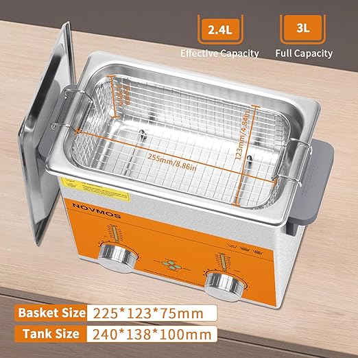 Ultrasonic Cleaner,3L 120W Professional Ultrasonic Eyeglasses Cleaner with Encoded Control for Jewelry,Eyeglasses,Coins,Chains Cleaning (Basket Include)
