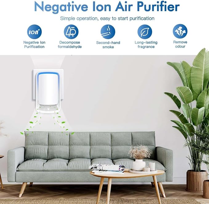 Air Purifiers for Home (4 Pack), Plug in Air Ionizers for Bedroom Office Kitchen, Portable Quiet Odor Reducer for Smoke Dust Pollen, Filterless Ionic Air Freshener, Low Noise
