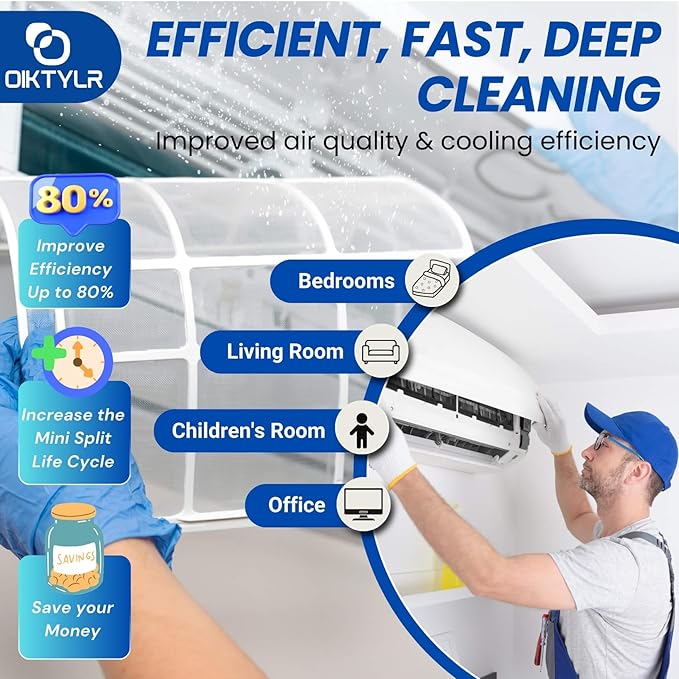 Oiktylr 18pcs Mini Split Cleaning Kit Bag, Waterproof AC Cleaning Cover with Storage Bag, PVC Air Conditioner Cleaning Bib with 2L Pressure Sprayer, HVAC Minisplit Cleaning Kit (Large)