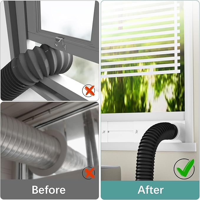 Phopich Dryer Vent Window Kit, 4 inch Adjustable Window Vent Kit with 6.6 Feet Aluminum Foil Hose for Exhaust Ventilation(Adjustable Up to 47 inches)
