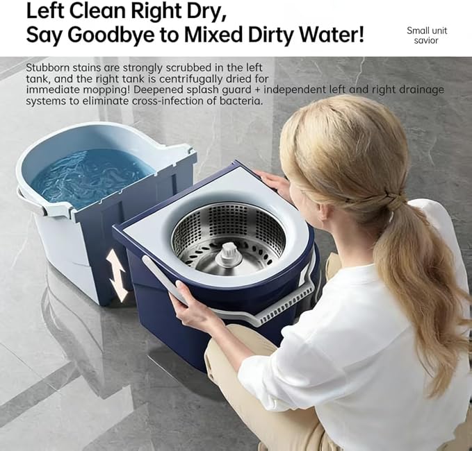Spin Mop & Bucket System with 4 Washable Microfiber Mop Pads – Ideal Hardwood Floor Mop with Bucket for All Hard Surface Cleaning