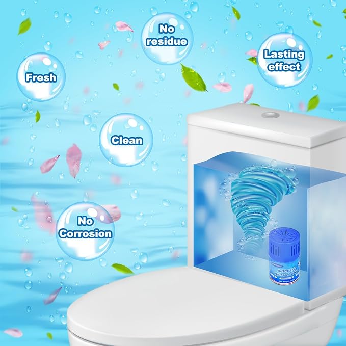 Automatic Toilet Bowl Cleaner Bottles, 3 Pack In-Tank Toilet Cleaner for Stain Build-Up Prevention, Blue Long-Lasting Toilet Tank Cleaner, Septic Safe, Fresh Scent, Up to 3 Months Each