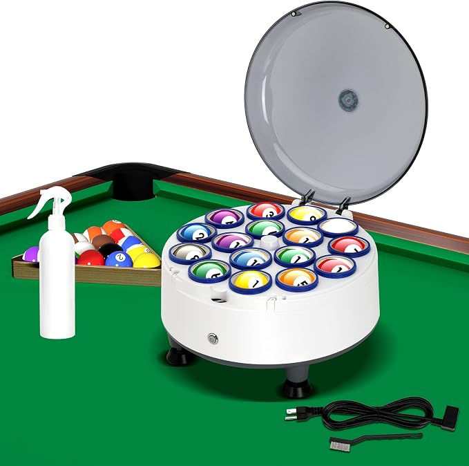 Upgrade Billiard Ball Cleaning Machine, Pool Ball Polishing Cleaning Machine, Automatic 16 Ball Pool Ball Washer & Polisher with Powerful 180W Motor, for American Style Billiards 110V