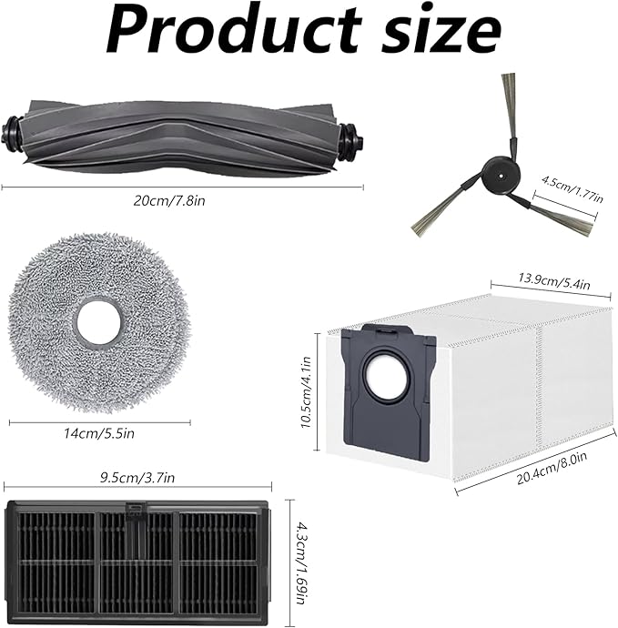 Accessoires for Dreame X40 Ultra Complete, L40 Ultra, for Mova P50 Pro Ultra Vacuum Cleaner, 2 Main Brushes, 4 Mop Pads, 4 Filters, 6 Dust Bags, 6 Side Brushes, for Mova P10 Pro Replacement 24 Pcs