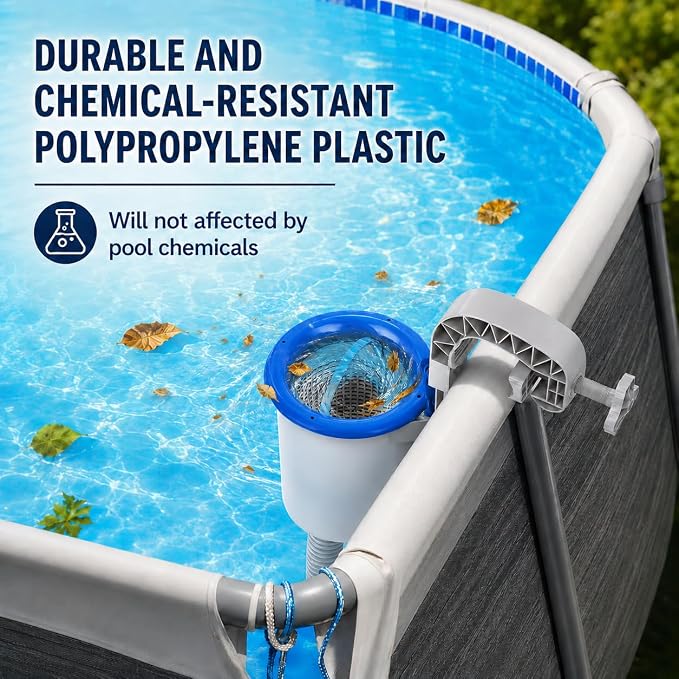 Sepetrel Above Ground Pool Skimmer, 3.5 Liter Floating Pool Surface Skimmer with Removable Debris Basket, Wall Mount Automatic Cleaner Accessories for Tubular, Metal Frame and Inflatable Collar Pools