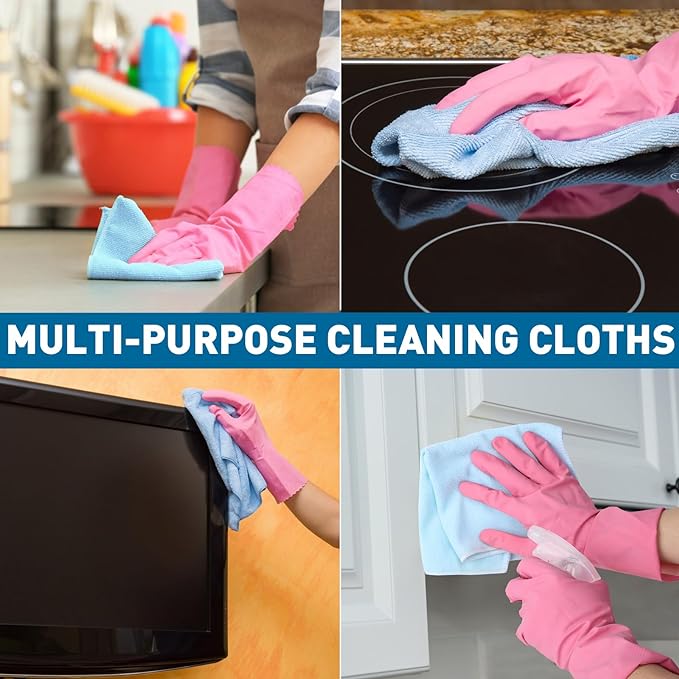 TEAWOO Microfiber Towels Bulk-400 Pack, Cleaning Cloths, Microfiber Towels for Cars, Cleaning Rags 5 Colors Assorted (11.5x11.5 inches)