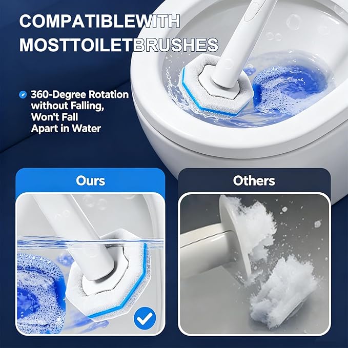 80 Pack Disposable Toilet Wand Refills, High-Density Replacement Scrubber Heads, Bathroom Toilet Bowl Cleaning Brush Pads