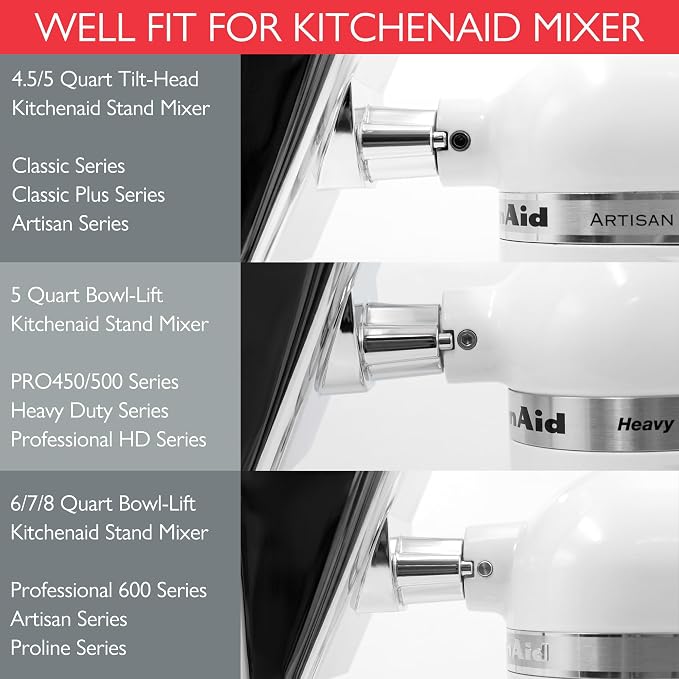 Wiselet Grain Mill Attachment for Kitchenaid Stand Mixer, 12 Gear Metal Flour Maker for Wheat, Oat, Buckwheat, Corn, Beans and Other Cereals, Included Brush and Screwdriver, Hand Wash Only
