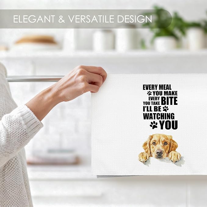 Golden Retriever Kitchen Towel Gifts for Dog Lovers Decorative Set of 2, Golden Retriever Dish Towels Dishcloths Tea Towels, Dog Microfiber Hand Towel for Kitchen Bathroom Decor 16x24