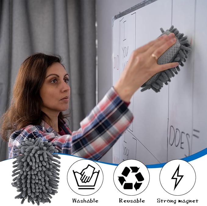 Sherr 24 Pcs Magnetic Whiteboard Eraser Erase Erasers Microfiber Washable White Board Eraser for Chalk Home Office(Gray)