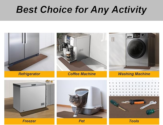 Refrigerator Mat, Washing Machine Spill Liner, Drip Tray and Leak Catcher Mat, Fridge Mat Prevent Water Leakage and Floor Damage from Elecrical Equipment Heavy Duty 37.5'' x 8.5'' Brown