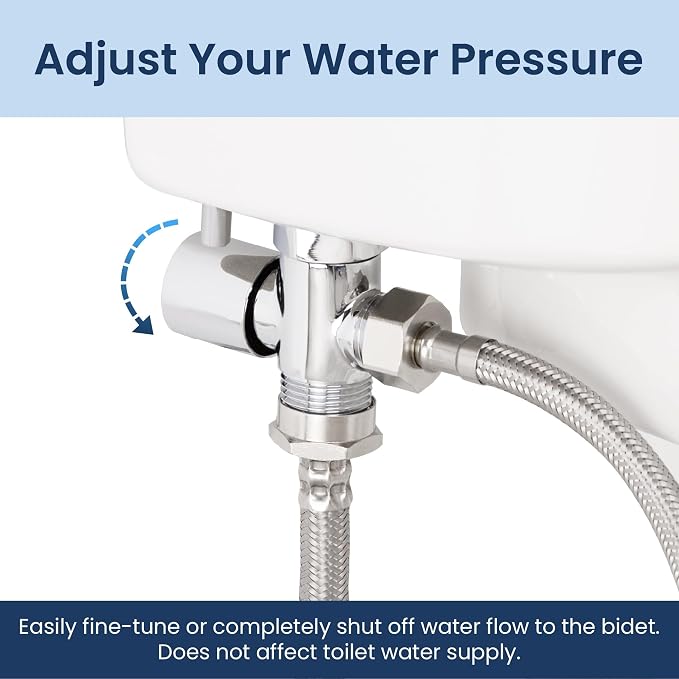 LUXE Bidet NEO 180 White, Toilet Seat Bumpers, and Shut-off Valve T-Adapter Bundle