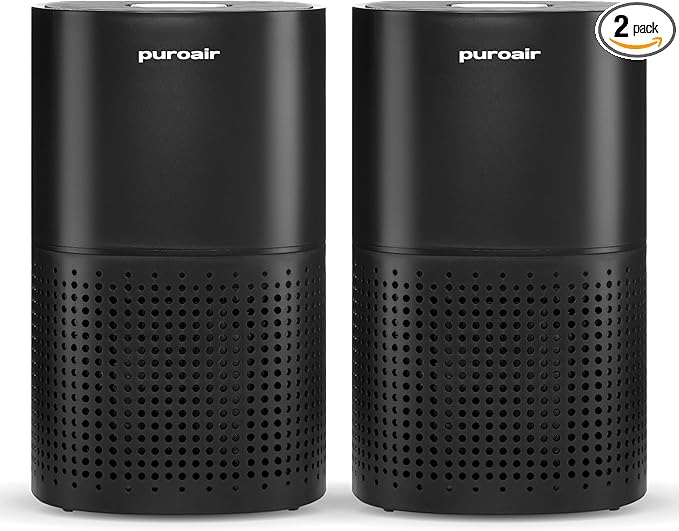 PuroAir 240 HEPA Air Purifiers for Home Pets Air Cleaner up to 1,000 Ft² - HEPA Filter + CarbonTech up to 500X Stronger - Cleans Air Fast - Auto, Sleep Modes Air Purifiers for Bedroom, Office (2PK)