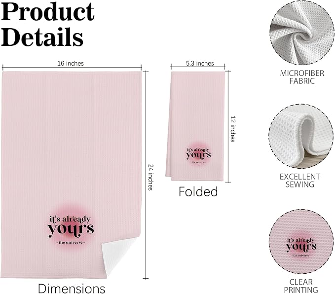 Coquette Pink Preppy Kitchen Towels Set of 4, Preppy Cherry Bathroom Decor Gifts Hand Towels, Pink Coquette Decor Drying Cloth Hand Towels for Girls Dorm Bathroom Kitchen,16 x 24 inches
