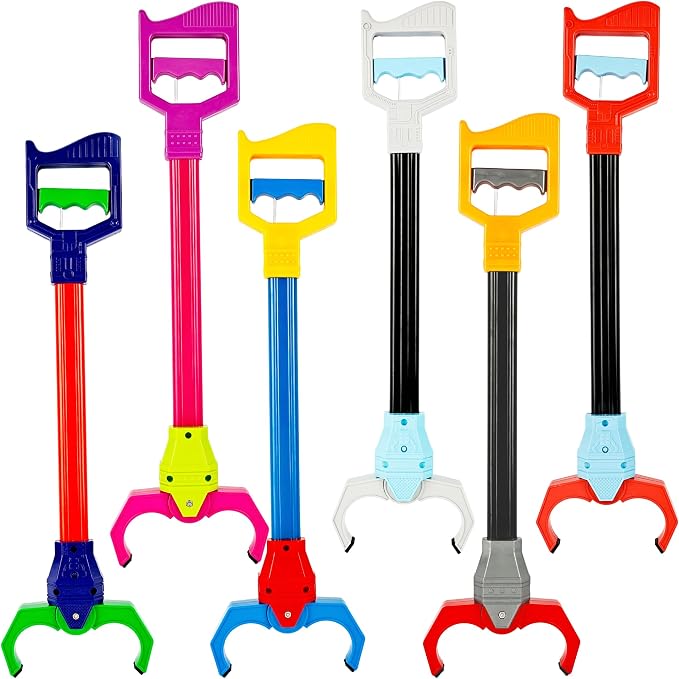 6 Pcs Interactive Grabber Toy Flexible Robot Hand and Robotic Claw Hand Claws for Kids Early Grasping Learning and Garbage Picker Toys