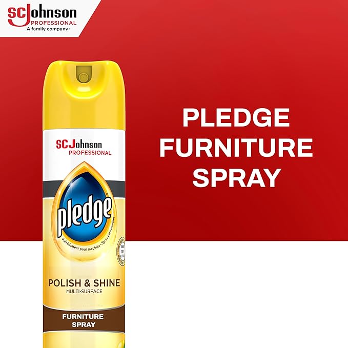 SC Johnson Professional Pledge Polish and Shine for Wood Furniture and More, Lemon Scent, 14.2 Fl Oz, Pack of 6