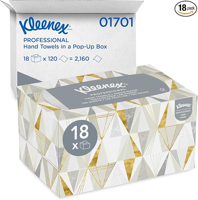 Kimberly Clark Kleenex Hand Towel White, Recycled Fiber, 10.5" Length x 9" Width | 18 Carton/Case