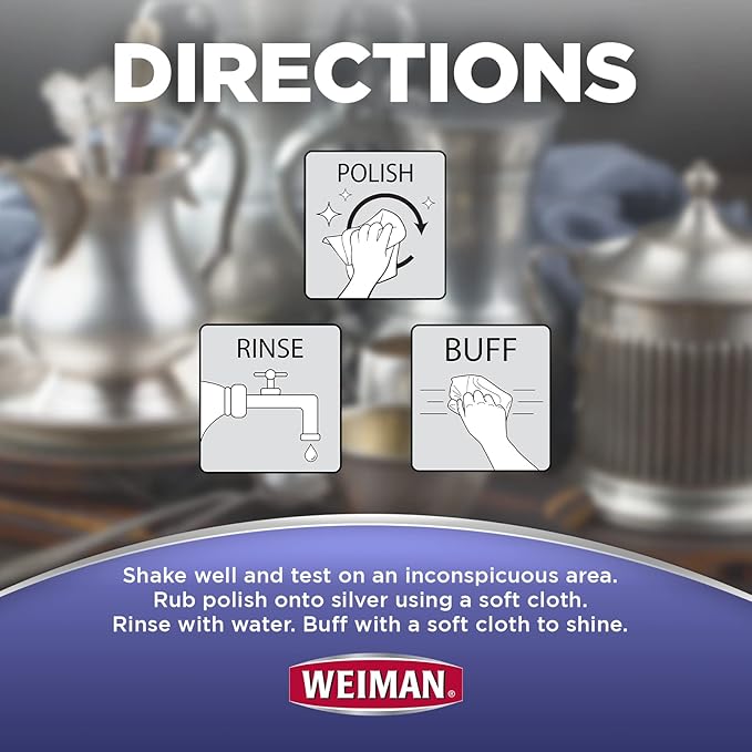 Weiman Silver Cream Cleaner 3-in-1, Anti-Tarnish Technology, Safely Clean, Polish, Shine & Restore, Removes & Prevent Tarnish, 8 Oz (Pack of 2)