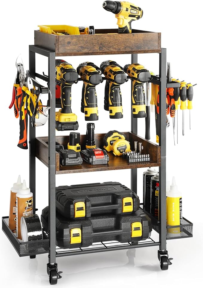 Olakee Broom Mop Holder and Power Tool Cart