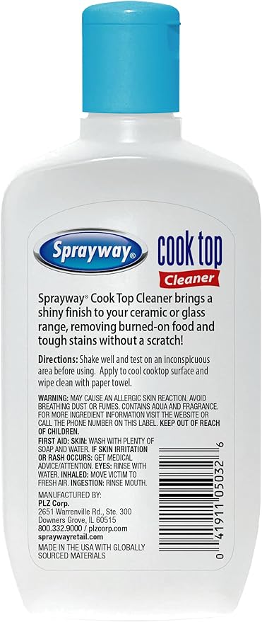 Sprayway Cook Top Cleaner, 8oz, Pack of 12 | Removes Grease, Grime & Stubborn Stains | Streak-Free Shine, Safe for Glass & Ceramic Cooktops | Easy-to-Use Formula
