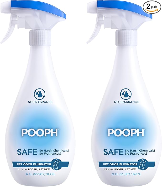 POOPH Pet Odor Eliminator Spray 32oz 2 Pack Fragrance Free Odor Remover for Dogs and Cats Urine Poop Pee Deodorizer for Carpet Furniture and Home
