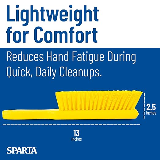 SPARTA 8 Inch Soft Counter Brush with Polyester Bristles and 5 Inch Handle, Color Coded Handheld Broom for Tables Countertops and Foodservice Surfaces, 13 Inch Overall Length, Yellow
