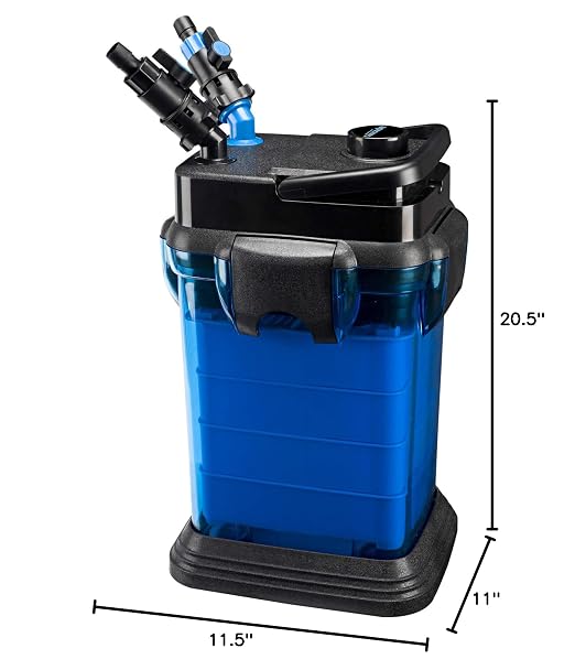 Penn-Plax Cascade 1200 Canister Filter - 315 GPH Aquarium Filter for Tanks Up to 150 Gallons - 360 Degree Flow Valves, Poly Fiber Pads, Bio-Sponge & Activated Carbon -Fresh & Saltwater -11.5x11x20.5in