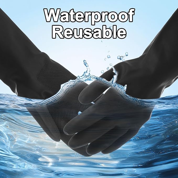 MECCANIXITY Chemical Resistant Glove, Latex Industrial Anti-Slip Protective Safety Work Glove for Cleaning Dish