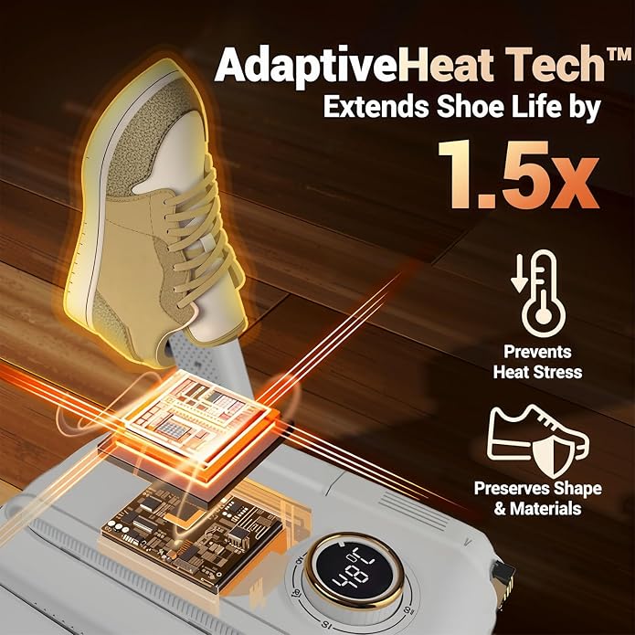EXELIQ Shoe Dryer, 4 Adjustable Brackets, Portable Boot Dryer, Intelligent Timer, Boot and Glove Dryer, UV Light Sanitization