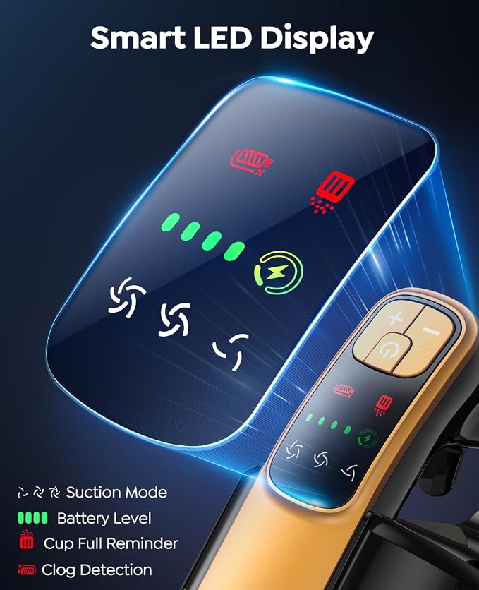 Cordless Vacuum Cleaner, 550W 45KPa 50Mins Vacuum Cleaners for Home, Powerful Stick Vacuum with Green LED Lights, Self-Standing & Anti-Tangle, Lightweight Vacuum for Pet Hair/Carpet/Hard Floor