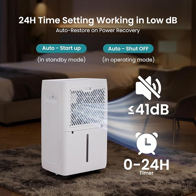 DUMOS 50Pints Dehumidifier with Drain Hose, Most Efficient Energy Star, 3,500 Sq.Ft Dehumidifier for Basement, 1.19 Gallon Tank 41dB, Airflow Swing, Ideal Humidity Remover for Home, Bedroom & Bathroom