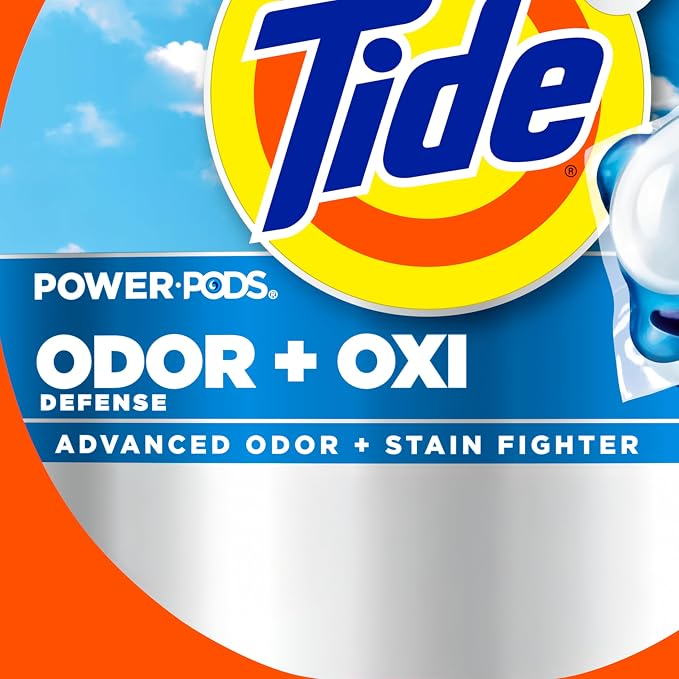 Tide Odor Defense + Oxi Laundry Detergent Pacs, Original Scent, 18 Count, Advanced Odor + Stain Fighter, laudry soap washing detergent pacs (Pack of 4)