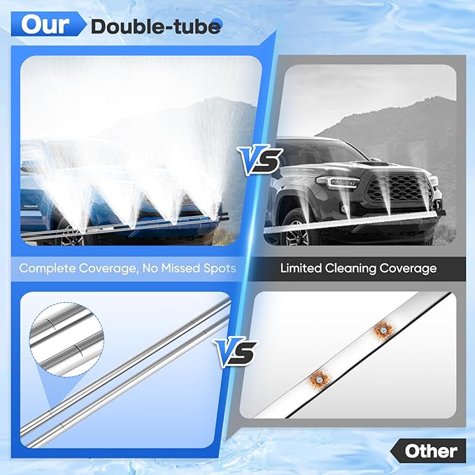 8 Nozzle Tips Double-Tube Radiator Cleaning Wand Tool Set, 34" Radiator Blower Wand, Radiator Cleaner Wand Air and Water With Complete Set of Adapters for Trucks, Trailers, Heavy Machinery and Car