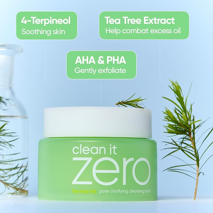BANILA CO Clean it Zero Pore Clarifying Cleansing Balm | Korean Makeup Remover, Facial Cleanser for Oily and Acne Prone Skin | Vegan | Made with AHA-PHA & Tea Tree Extract (100ml / 3.38 fl. oz + Gift)