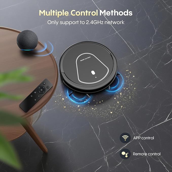 Bagotte Robot Vacuum and Mop Combo,5000Pa Suction Robotic Vacuums Cleaner with Low Noise, Self-Charger,2.4G WiFi/App/Alexa/Remote Control for Pet Hair,Hard Floor,Carpet
