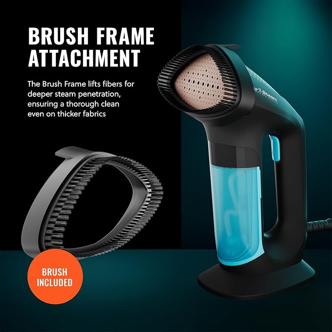 PurSteam SteamPulse Pro Handheld Steamer for Clothes, Portable Handheld Fabric and Garment Travel Steamer Iron Press Wrinkle Remover with Fabric Brush