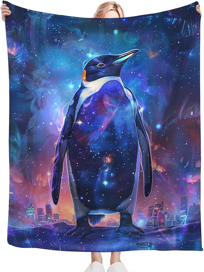 Tijuboni Penguin Throw Blanket Penguin Gifts for Girls Boys Women Men Kids Adults Soft Flannel Fleece Blanket for Couch Sofa Bed Home Decor 60"x80"