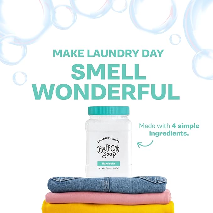 Buff City Soap - Plant Based Powder Laundry Soap - Made With 4 Simple Ingredients & No Harsh Chemicals - Juniper, Sandalwood, & Vanilla Scented Laundry Detergent Powder - Fresh Cotton