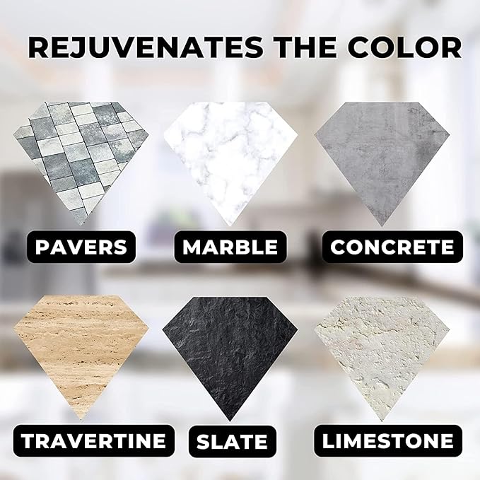 Color Enhancer Sealer for All-Natural Stone and Pavers. Marble, Travertine, Limestone, Granite, Slate, Concrete, Grout, Brick, Block. (4 Gallons)