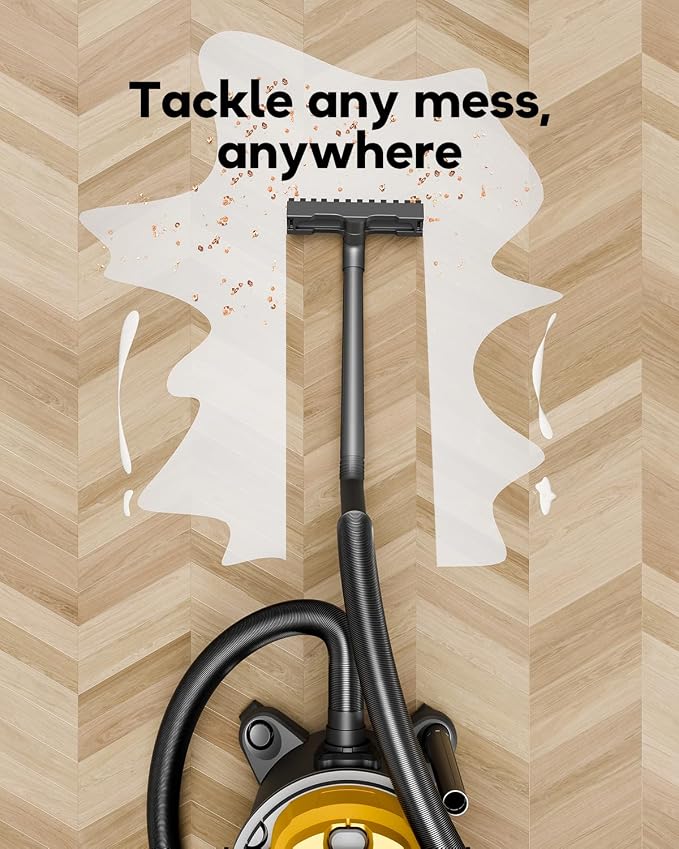 Cordless Shop Vacuum Wet/Dry, for DeWalt 20V Max Battery, 5.2-Gallon Battery Powered Vacuum Cleaner, Lemon, with Hose Nozzles HEPA Filters Wheels (Bare Tool ONLY)