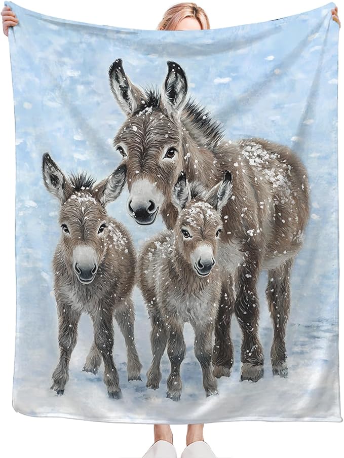 Tijuboni Donkey Throw Blanket Donkey Gifts for Girls Boys Women Men Kids Adults Soft Flannel Fleece Blanket for Couch Sofa Bed Home Decor 50"x60"