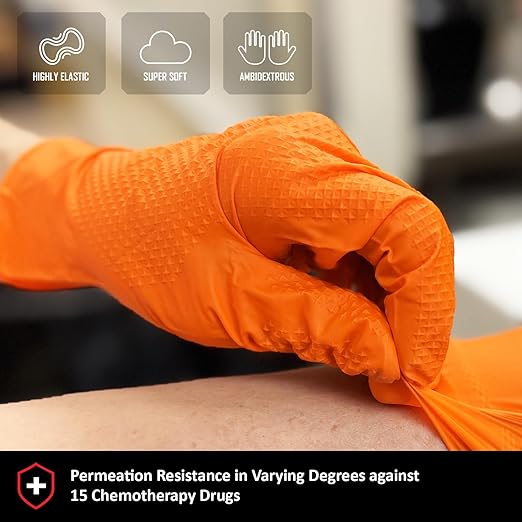 MAGID Iron Grip Powder-Free 100% Nitrile Disposable Gloves, QTY: 300, Size: 8/Medium - T9408OR