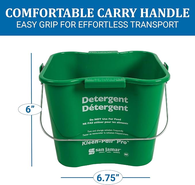 San Jamar Kleen-Pail Pro Detergent Pail, Cleaning Bucket with Bail Handle, Plastic, 3 Quarts, Green, (Pack of 12)