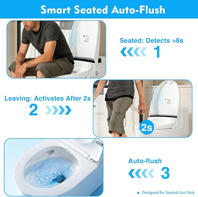 Automatic Toilet Flusher Kit for Side Front Angled Mount, Rechargeable Toilet Flusher Replacement Kit with Touchless Infrared Sensor, Universal Tank Fit for Seniors and Kids, No-Tool DIY Installation