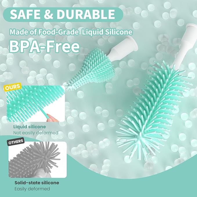 Electric Bottle Brush Cleaner,Rechargeable Baby Bottle Cleaning kit with Formula Mixer, Silicone Nipple&Straw Brush, Soap Dispenser, Drying Rack-IPX7 Waterproof,Long Battery Life for Home & Travel