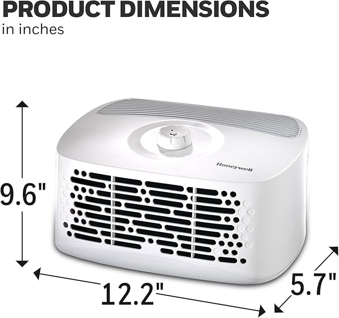 Honeywell Air Purifier for Home, 465 Ft² in 1 hour, Dual Action Filter, Reduces Dust, Pollen, Pet Dander, Odors, Smoke, Compact Allergen Reducer, Small Air Purifier, White HHT270
