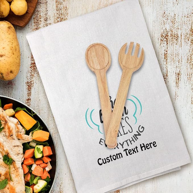 Style In Print Custom Mothers Day Decor Flour Kitchen Towels Beach Fixes Everything Water Body Water Table Ocean and Beach Cleaning Supplies Dish Towels Personalized Text Here